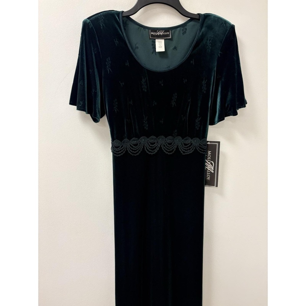 NWT Molly Malloy Emerald Green Velvet Burnout Evening Gown Sz 10 Stunning